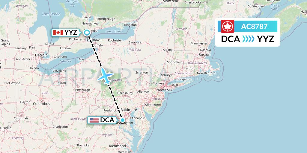 AC8787 Air Canada Flight Map: Washington to Toronto