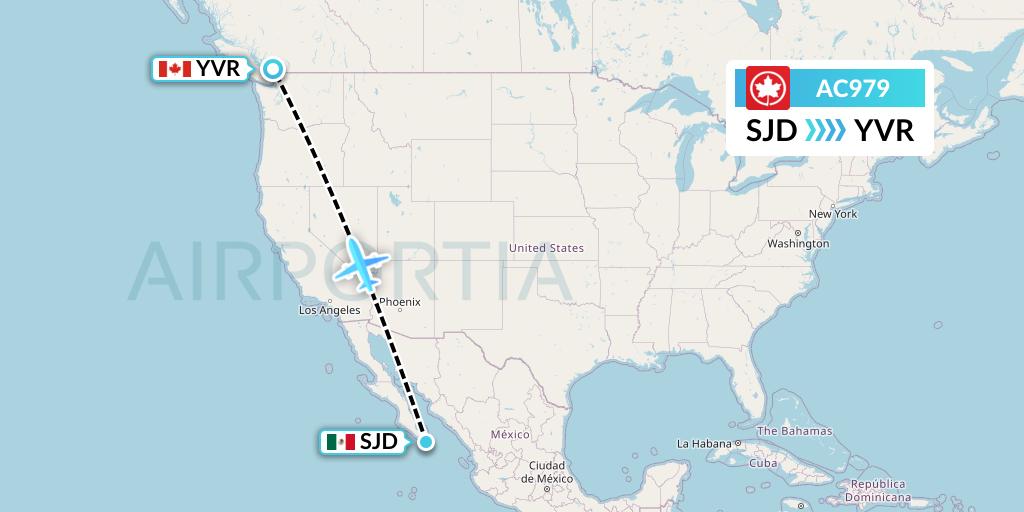 AC979 Air Canada Flight Map: San Jose del Cabo to Vancouver