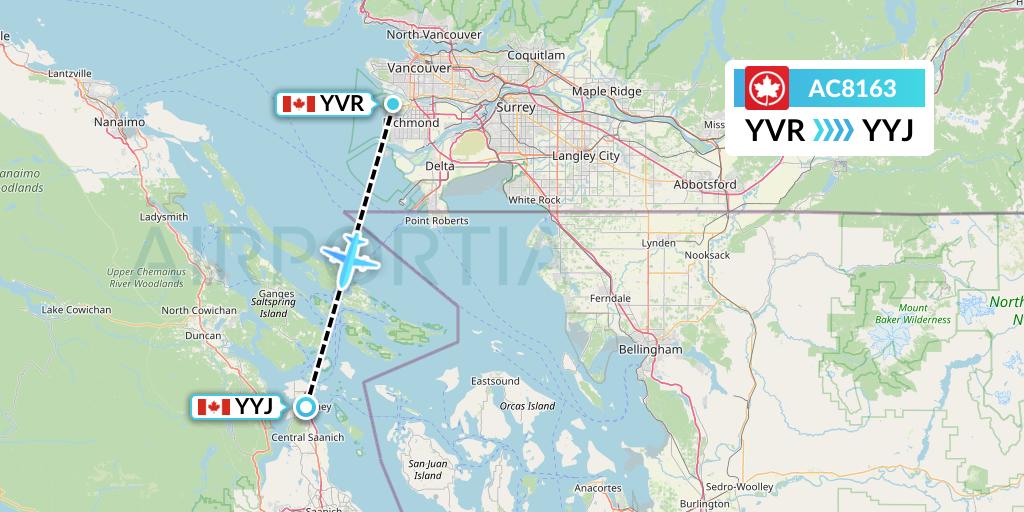 AC8163 Air Canada Flight Map: Vancouver to Victoria