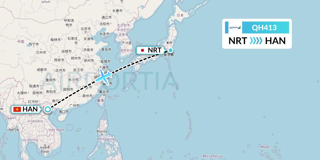 QH413 Flight Status Bamboo Airways Tokyo to Hanoi (BAV413)
