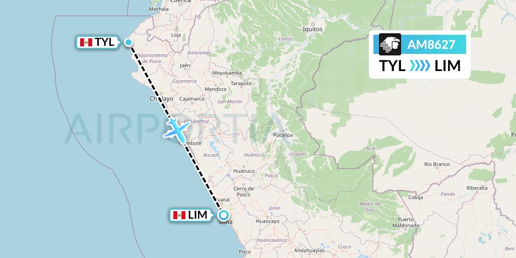 AM8627 Aeromexico Flight Map: Talara to Lima