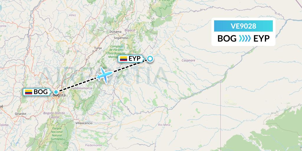 VE9028 Easyfly Flight Map: Bogota to Yopal