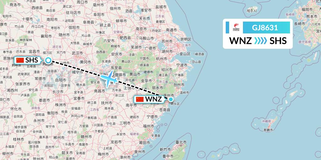 GJ8631 Loong Airlines Flight Map: Wenzhou to Shashi
