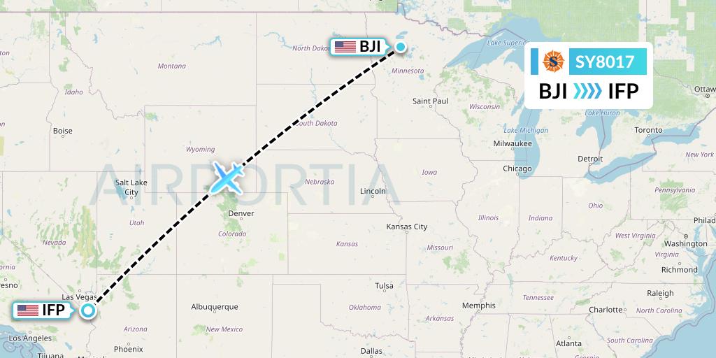 SY8017 Sun Country Airlines Flight Map: Bemidji to Bullhead City