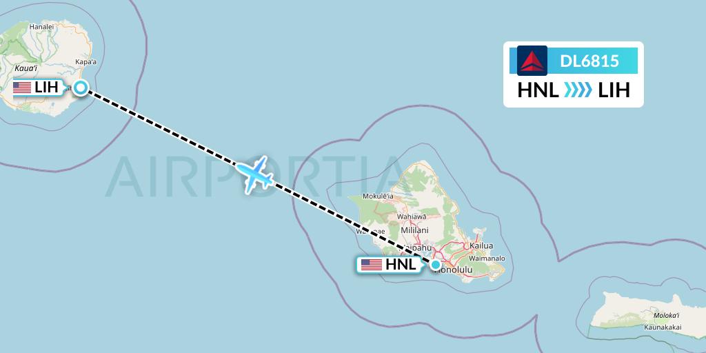 DL6815 Delta Air Lines Flight Map: Honolulu to Lihue