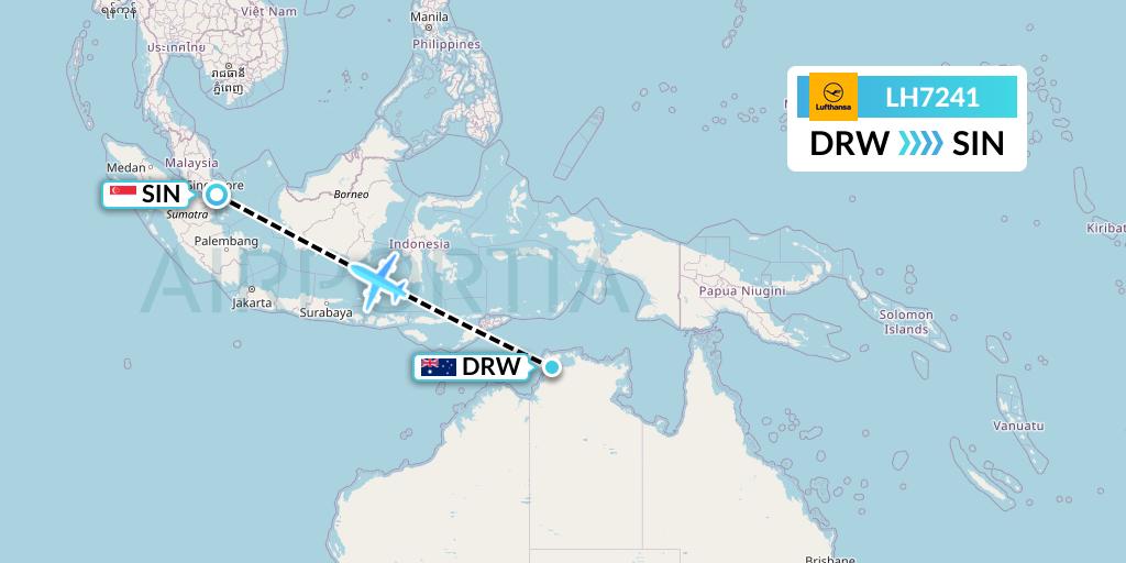 LH7241 Lufthansa Flight Map: Darwin to Singapore