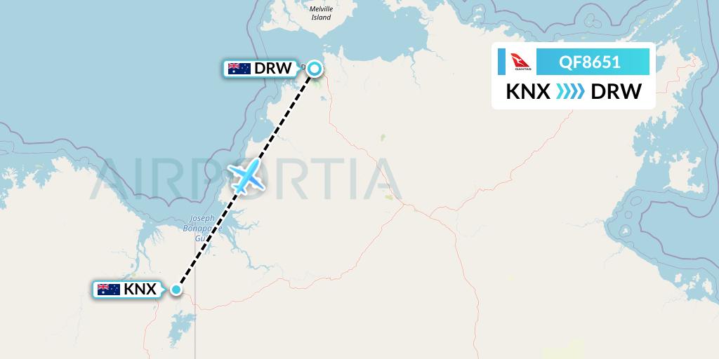 QF8651 Qantas Flight Map: Kununurra to Darwin