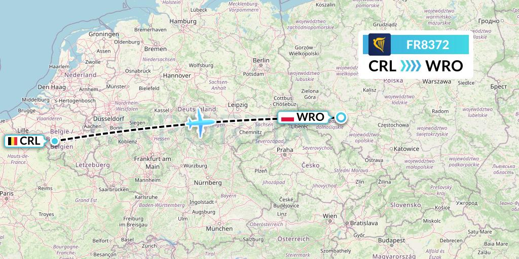 FR8372 Ryanair Flight Map: Brussels to Wroclaw