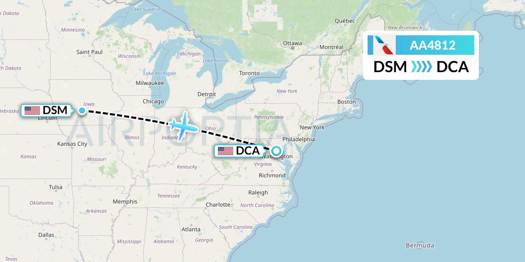 AA4812 Flight Status American Airlines Des Moines to Washington (AAL4812)