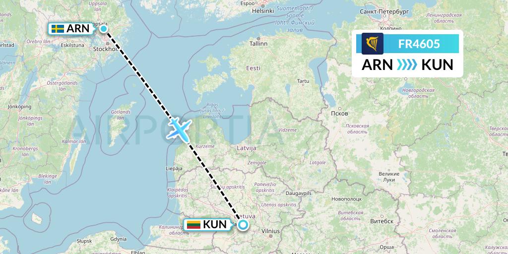 FR4605 Flight Status Ryanair Stockholm to Kaunas (RYR4605)