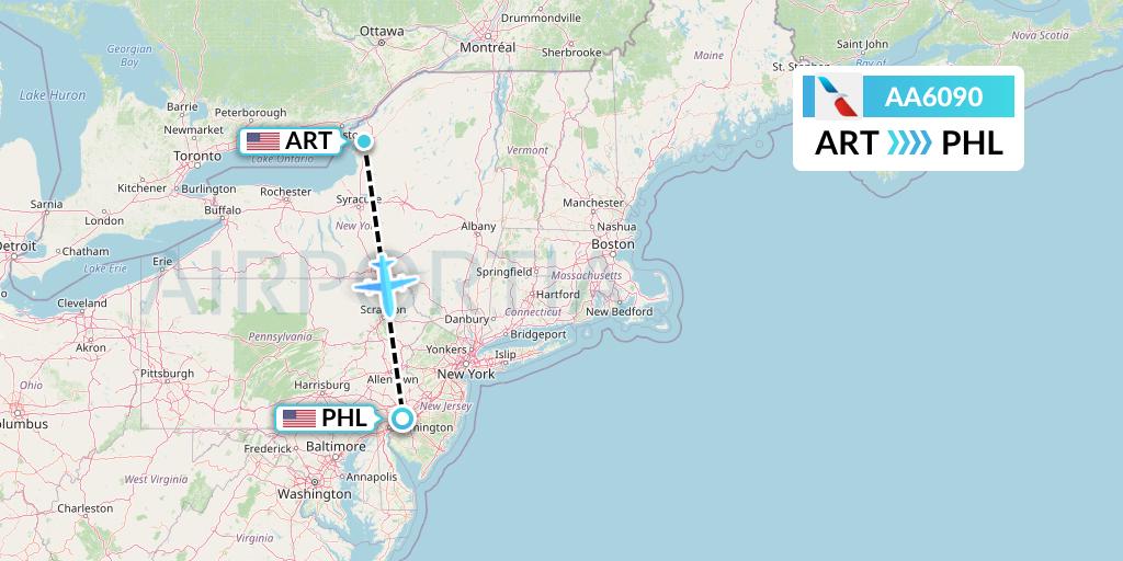 AA6090 Flight Status American Airlines Watertown to Philadelphia (AAL6090)