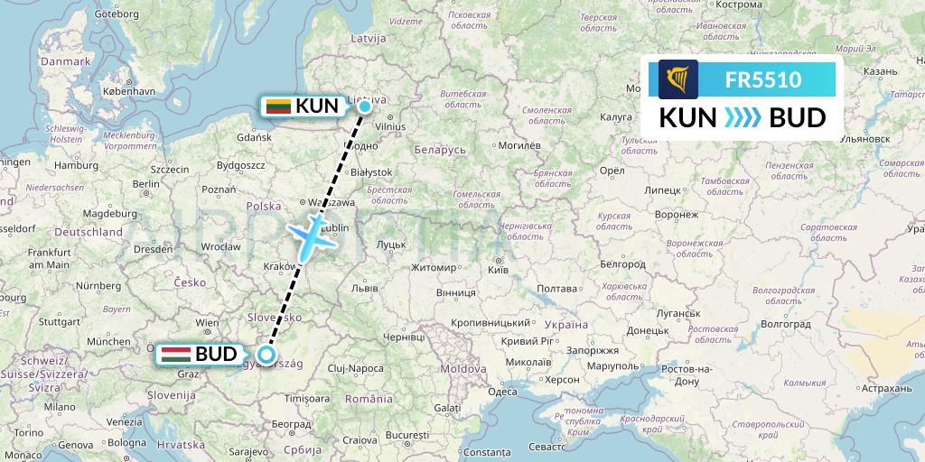 FR5510 Flight Status Ryanair Kaunas to Budapest (RYR5510)