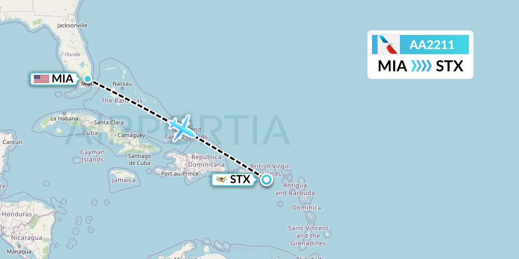 AA2211 American Airlines Flight Map: Miami to St. Croix