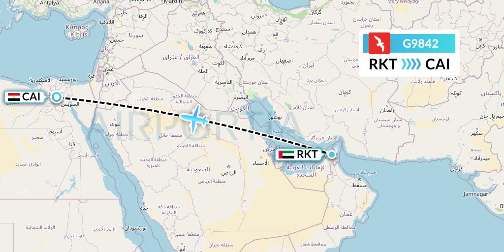 G9842 Air Arabia Flight Map: Ra'sal-Khaymah to Cairo