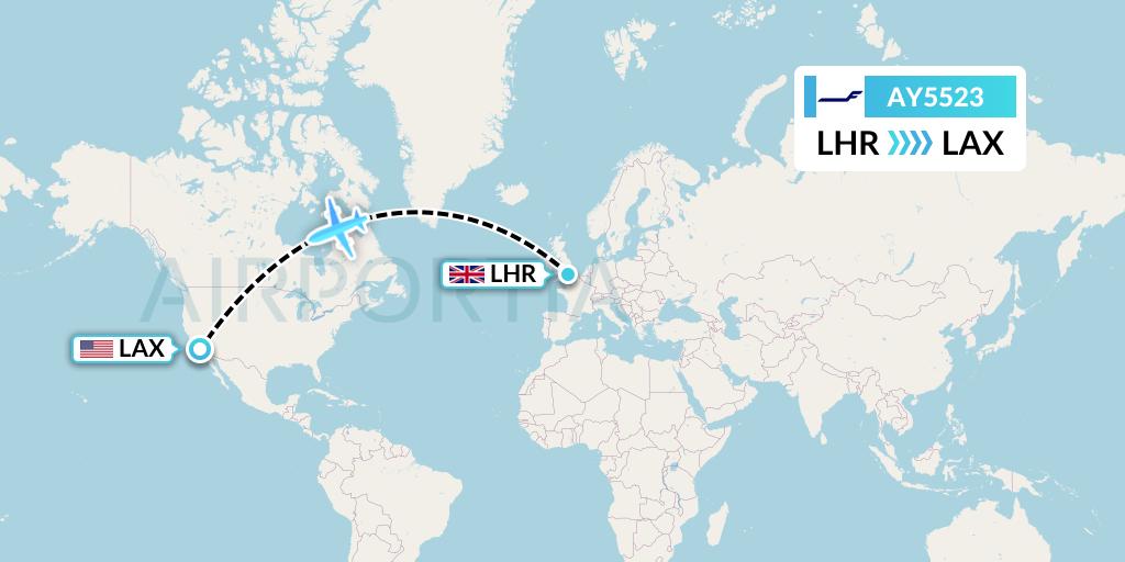 AY5523 Finnair Flight Map: London to Los Angeles