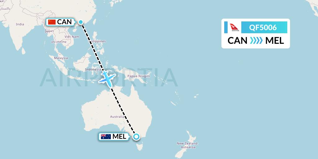 QF5006 Qantas Flight Map: Guangzhou to Melbourne