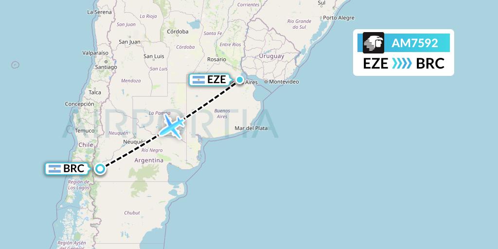 AM7592 Aeromexico Flight Map: Buenos Aires to San Carlos de Bariloche