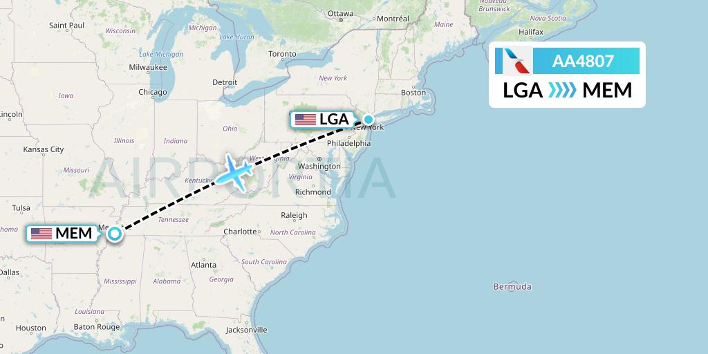 AA4807 American Airlines Flight Map: New York to Memphis