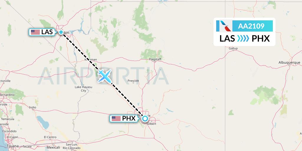 AA2109 American Airlines Flight Map: Las Vegas to Phoenix