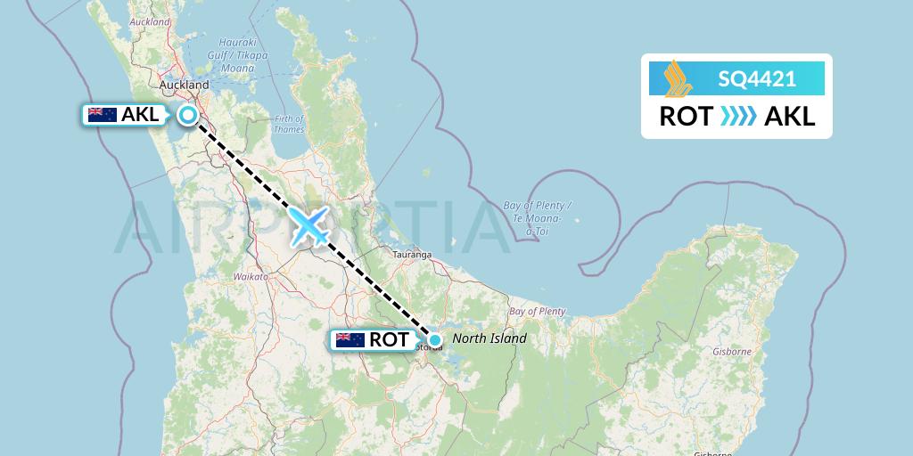 SQ4421 Singapore Airlines Flight Map: Rotorua to Auckland