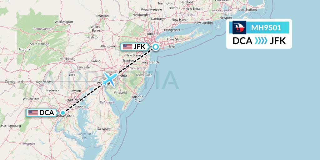 MH9501 Malaysia Airlines Flight Map: Washington to New York