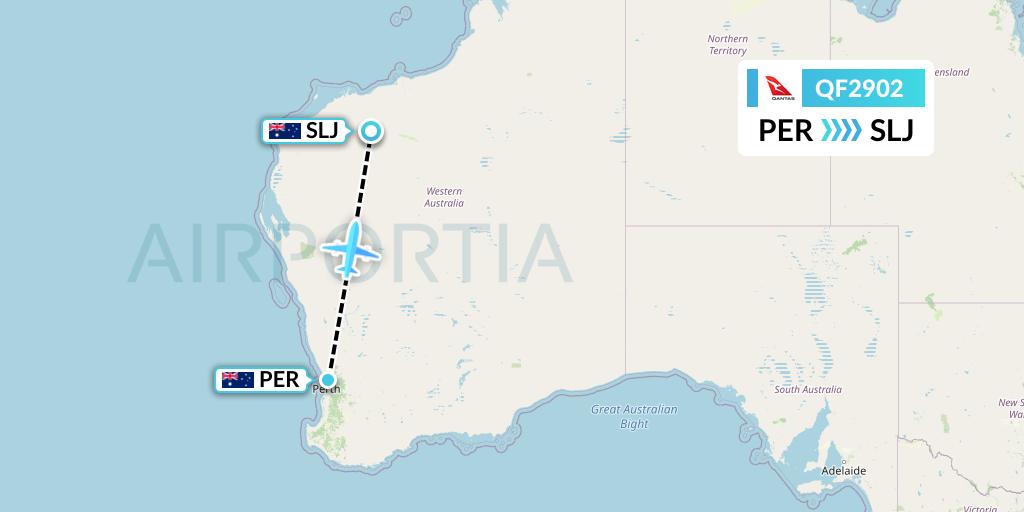 QF2902 Qantas Flight Map: Perth to Solomon