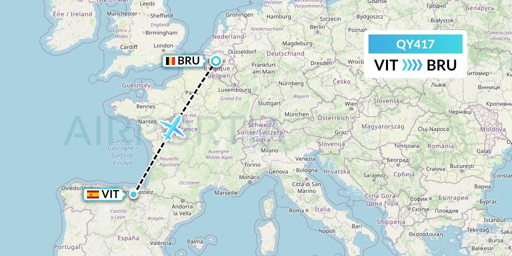 QY417 European Air Transport Flight Map: Vitoria to Brussels