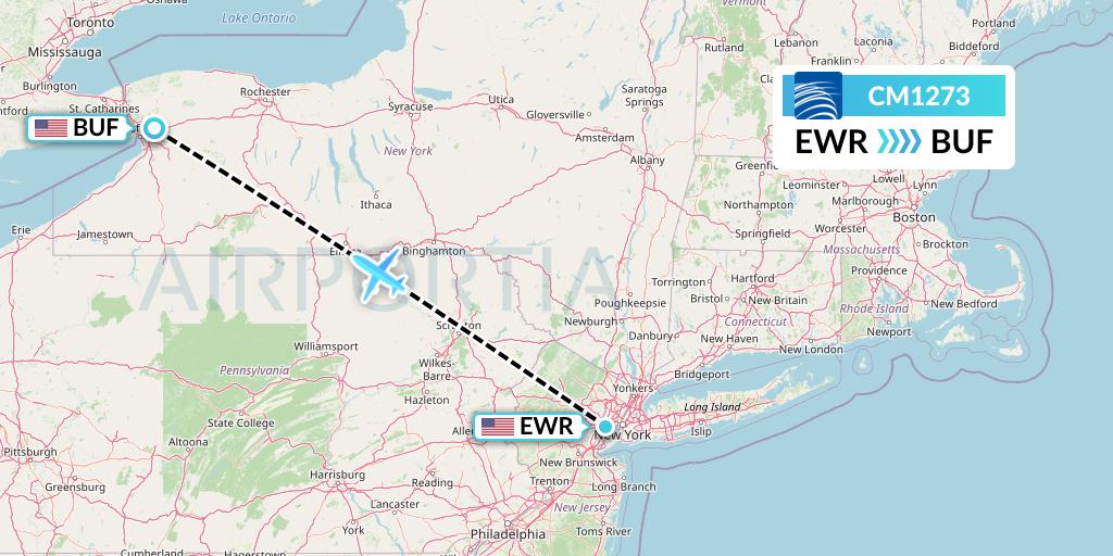 CM1273 Copa Airlines Flight Map: New York to Buffalo
