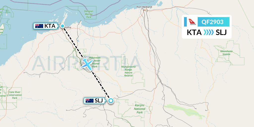 QF2903 Qantas Flight Map: Karratha to Solomon