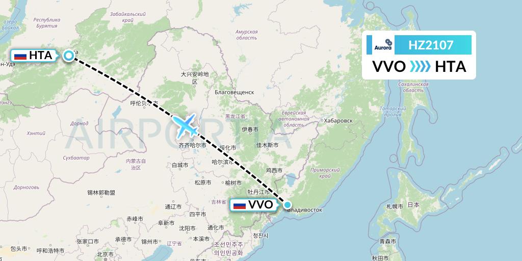 HZ2107 Aurora Flight Map: Vladivostok to Chita