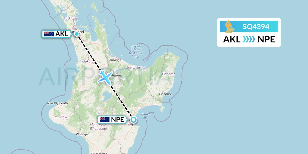 SQ4394 Singapore Airlines Flight Map: Auckland to Napier