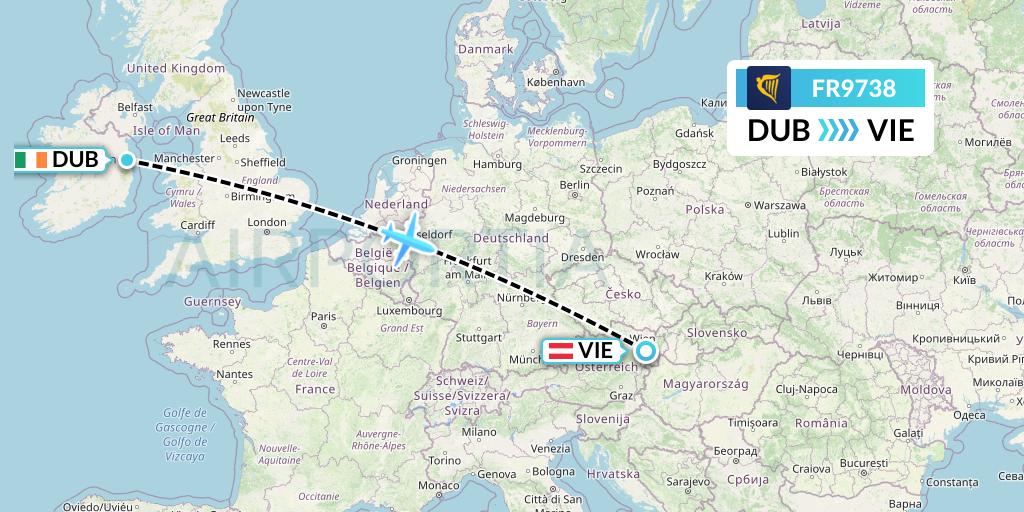 FR9738 Flight Status Ryanair: Dublin to Vienna (RYR9738)