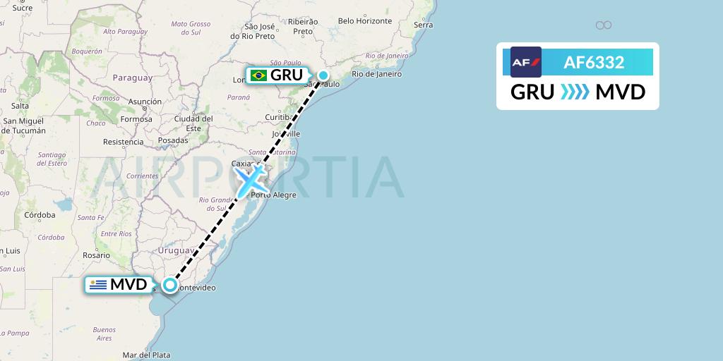 AF6332 Air France Flight Map: Sao Paulo to Montevideo