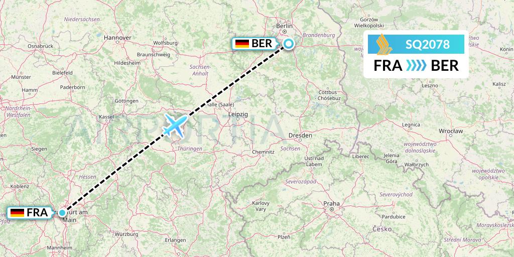 SQ2078 Singapore Airlines Flight Map: Frankfurt to Berlin
