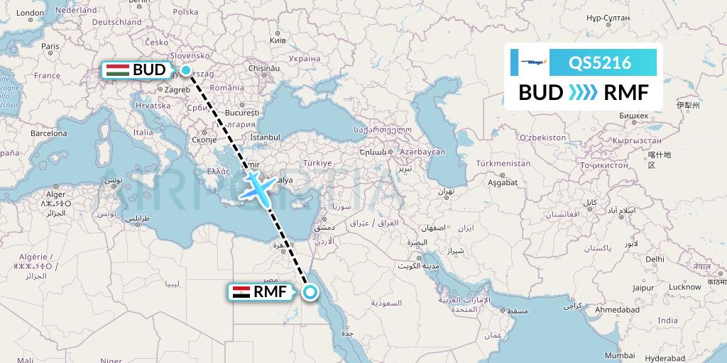QS5216 Smartwings Flight Map: Budapest to Marsa Alam