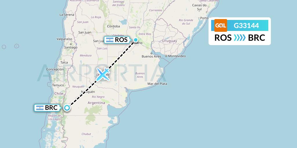 G33144 GOL Transportes Aeros Flight Map: Rosario to San Carlos de Bariloche