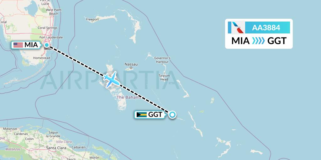 AA3884 American Airlines Flight Map: Miami to George Town