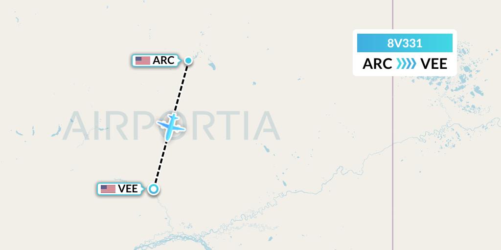 8V331 Wright Air Service Flight Map: Arctic Village to Venetie