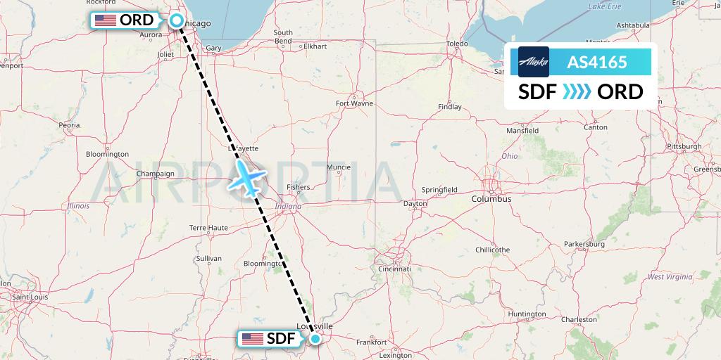 AS4165 Alaska Airlines Flight Map: Louisville to Chicago