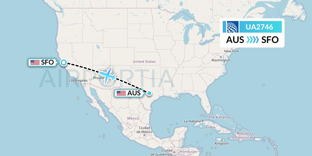 UA2746 United Airlines Flight Map: Austin to San Francisco