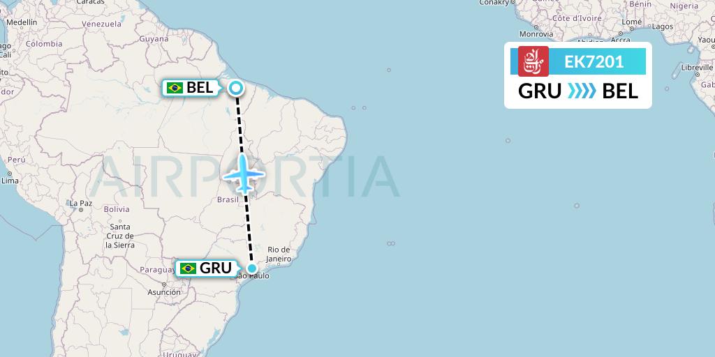 EK7201 Emirates Flight Map: Sao Paulo to Belem