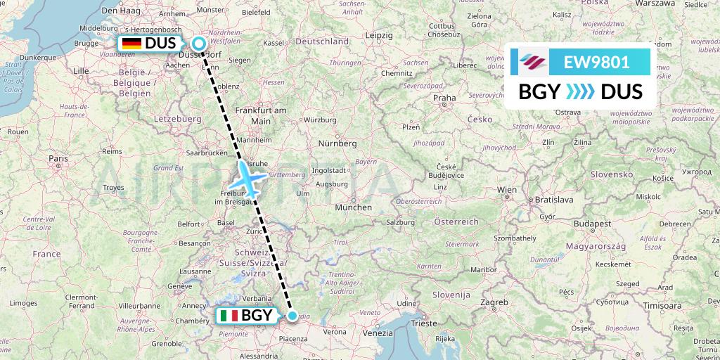 EW9801 Eurowings Flight Map: Milan to Dusseldorf