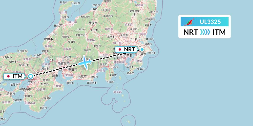UL3325 SriLankan Airlines Flight Map: Tokyo to Osaka