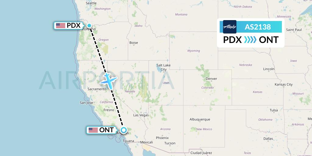 AS2138 Alaska Airlines Flight Map: Portland to Ontario