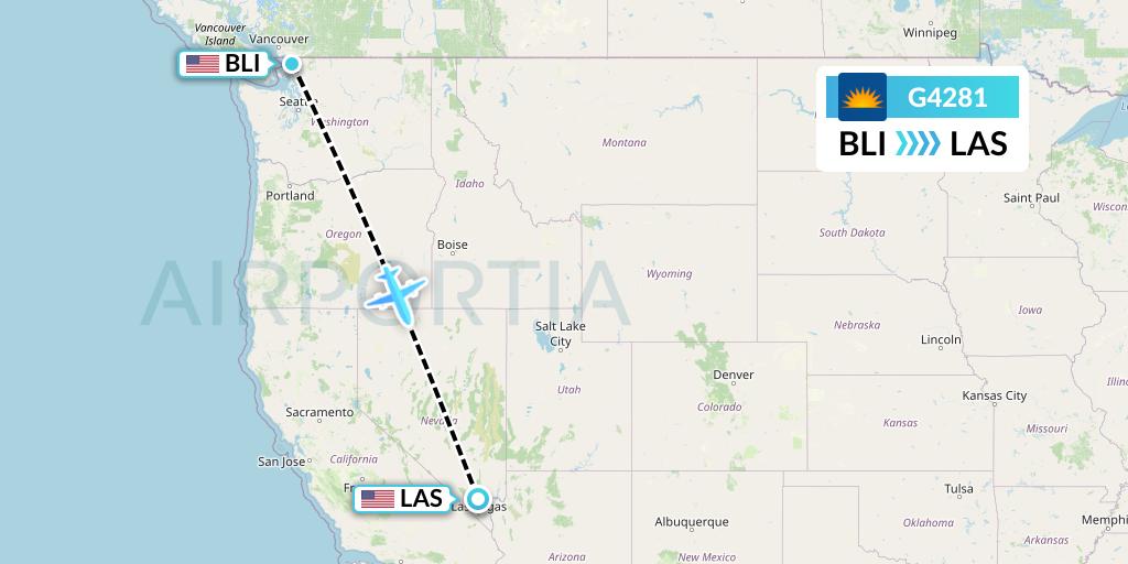 G4281 Allegiant Air Flight Map: Bellingham to Las Vegas