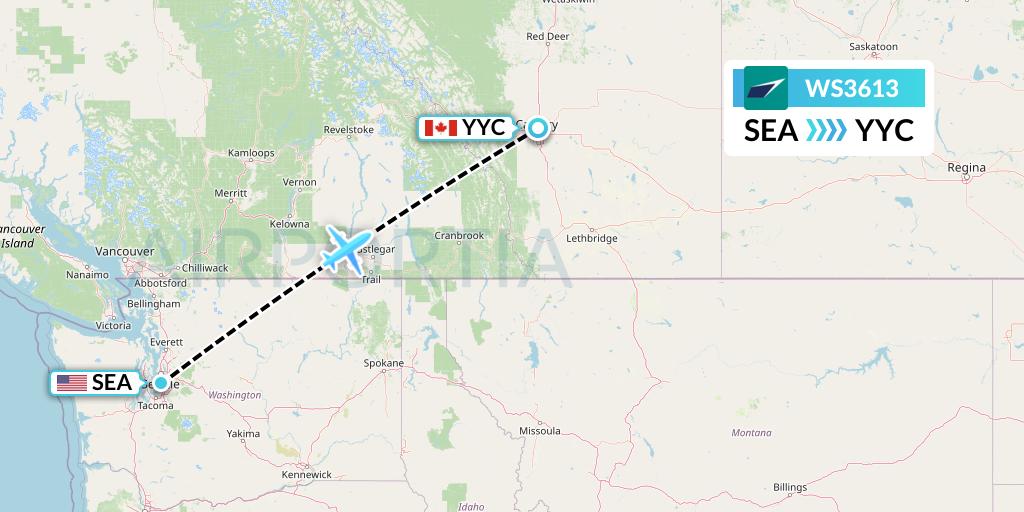WS3613 Flight Status WestJet Seattle to Calgary (WJA3613)