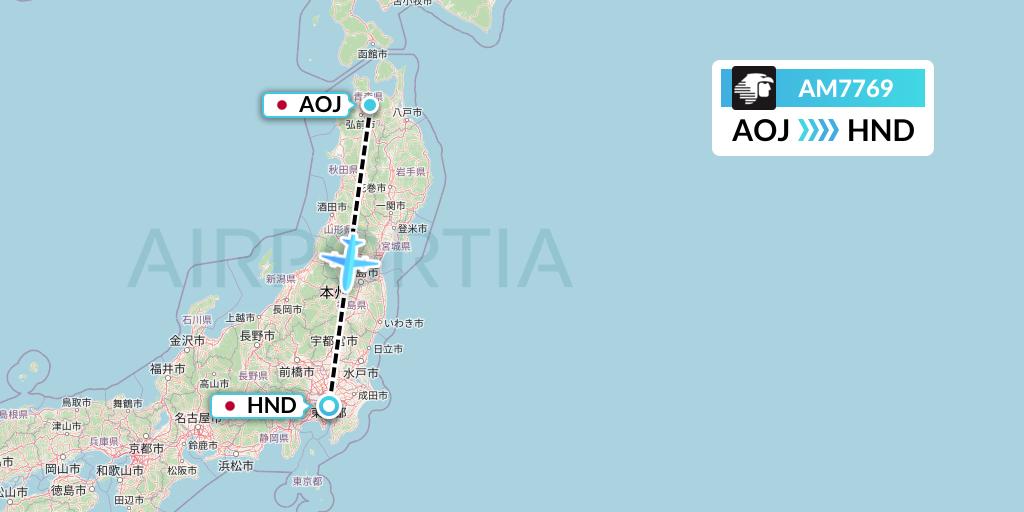 AM7769 Aeromexico Flight Map: Aomori to Tokyo
