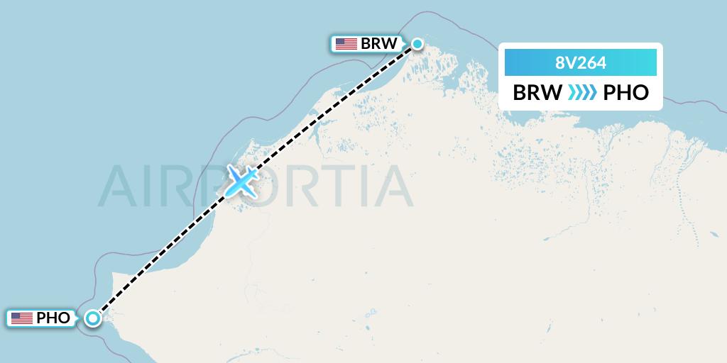 8V264 Wright Air Service Flight Map: Barrow to Point Hope