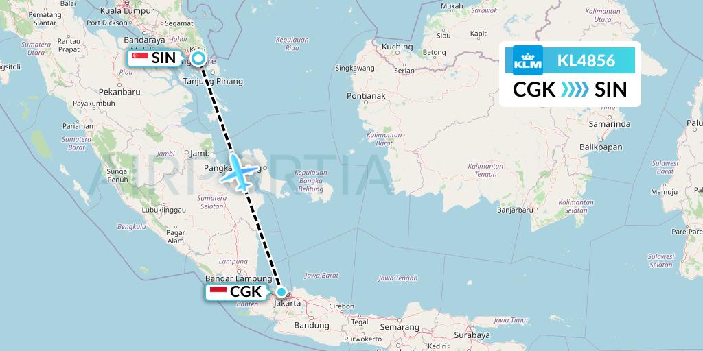 KL4856 KLM Flight Map: Jakarta to Singapore