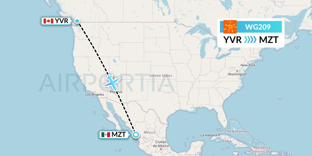 WG209 Flight Status Sunwing Airlines Vancouver to Mazatlan (SWG209)